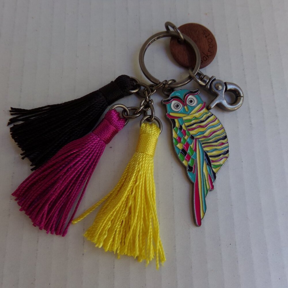 Sakroots Owl Fringe String Floss Bag Keychain Decor